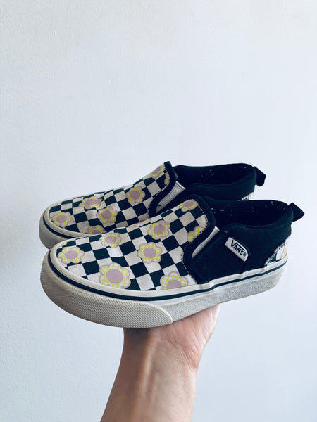 Vans Floral/Checkerboard Shoes (12 Kid)