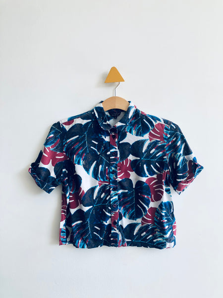 Topshop Leafy Button-Up Crop Top (Adult 4)