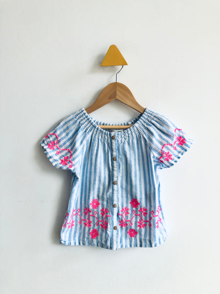 Zara Striped Embroidered Top (2-3Y)