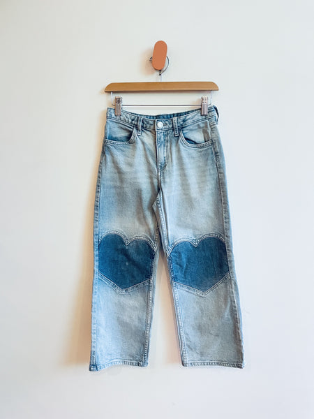 H&M Heart Knee Barrel Jeans (minor faded mark right knee) (7-8Y)
