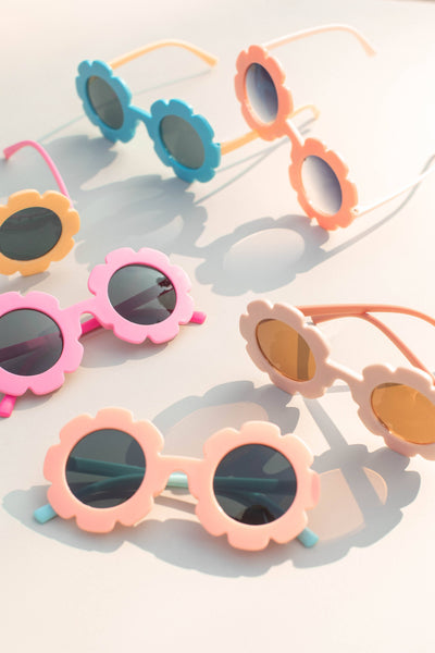 Kids Toddler 2-tone Flower Sunglasses: Tan Brick
