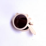 Kids Round Bear-Shaped Foldable Sunglasses Cream