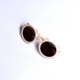 Kids Round Bear-Shaped Foldable Sunglasses Cream