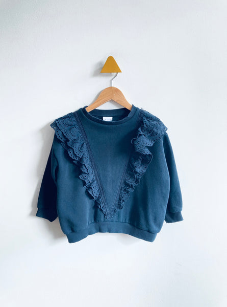 Zara Eyelet Ruffle Sweatshirt (6Y)
