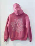 Pink Palm Puff Beachy Embroidered Hoodie (12-14Y)
