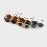 Kids retro round sunglasses toddler shiny finish: Mustard/shiny