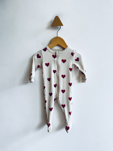 Petit Lem Ribbed Heart Sleeper (mark on foot) (3M)