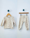 Rabbit & Bear REALLY LOVED Organic Cotton Floral Jogging Suit (faded marks on pants, highlighter on top & sleeve) (18M)
