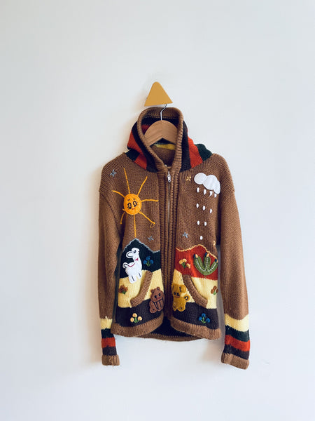 Alpaca Park Life Applique Sweater Jacket (some pulls on back) (5Y)