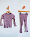 Zara Ribbed Set - Mauve (12-18M)