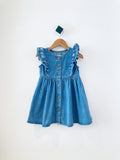 Cool Kids Embroidered Ruffle Detail Denim Dress (2Y)