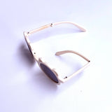Kids Round Bear-Shaped Foldable Sunglasses Cream