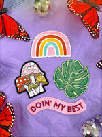 Mushroom Iron-On Embroidered Patch, Cute, Trendy Patches
