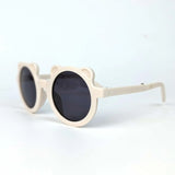 Kids Round Bear-Shaped Foldable Sunglasses Cream