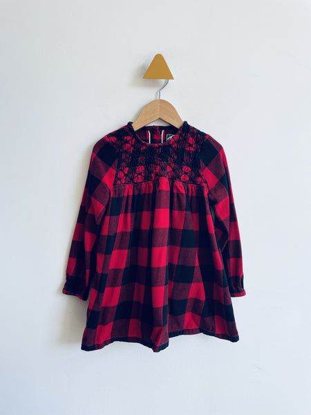 Roots Smocked Buffalo Check Dress (4Y)