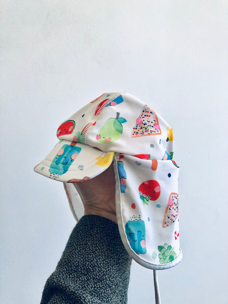 Green & Co Snack Print Caped Hat (0-6M)