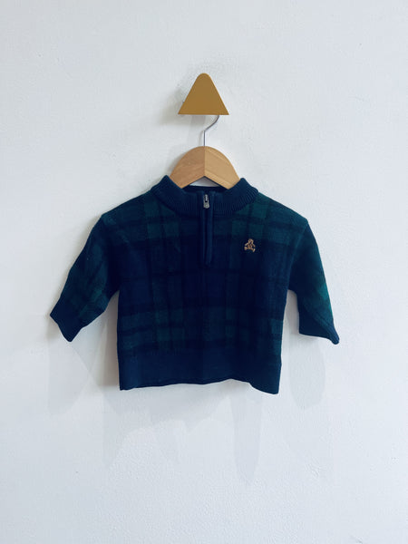 Gap Half Zip Plaid Sweater (3-6M)