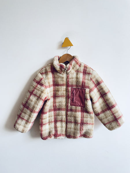 Zara Fleece Lined Plaid Sherpa Jacket (4-5Y)