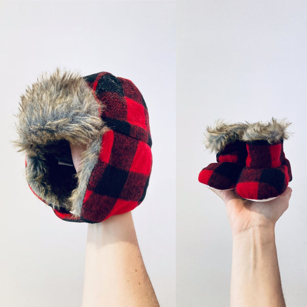 Indigo Baby Faux Fur Trapper Hat & Booties (0-6M)