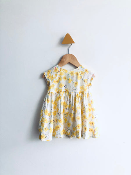 Petit Bateau Linen Daffodil Dress and Sunhat (6M)
