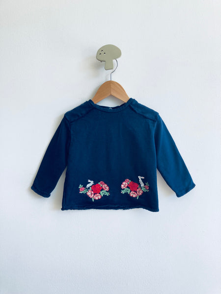 Zara Embroidered Bunny Flower Sweatshirt (12-18M)
