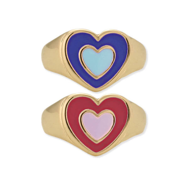 Love Retro Style Gold Heart Ring