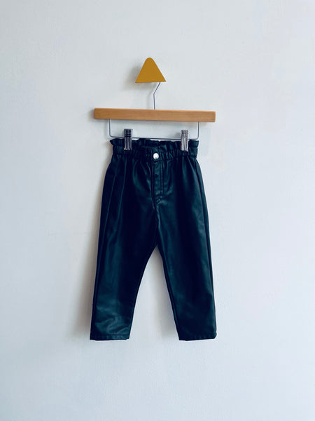 Zara REALLY LOVED Paper Bag Waist Faux Leather Pants (wear near fly) (18-24M)