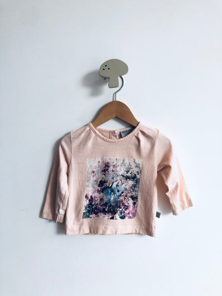 Wheat Floral and Kitten Square Top (9M)