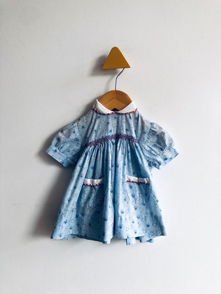 Vintage Smocked Cotton Poket Dress (3M)