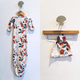 Floral Sleepgown and Cap Set // 0-3M