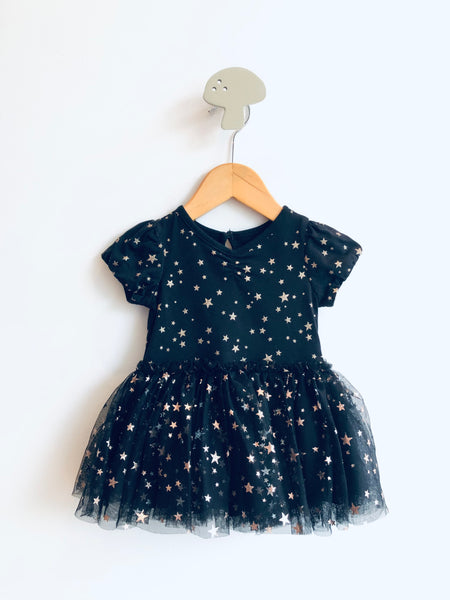 Children's Place Sparkly Star Onesie Dress (6-9M)