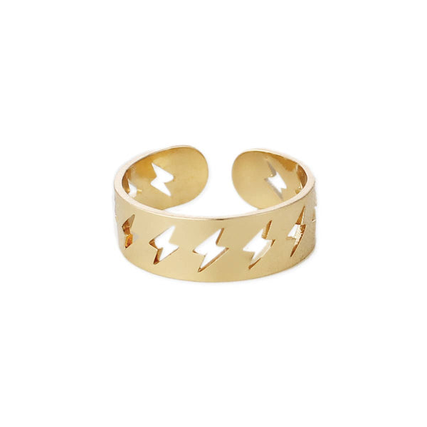 Lightning Strikes Gold Band Ring